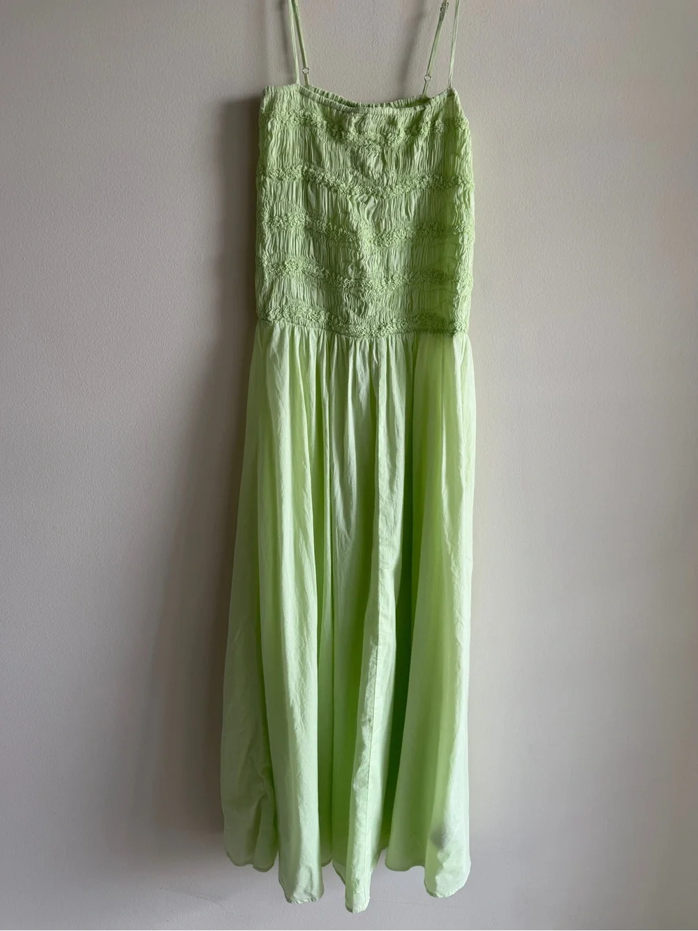 J.Crew Wave Maxi Dress Cotton Voile Pale Willow Smocked NWT Size XS